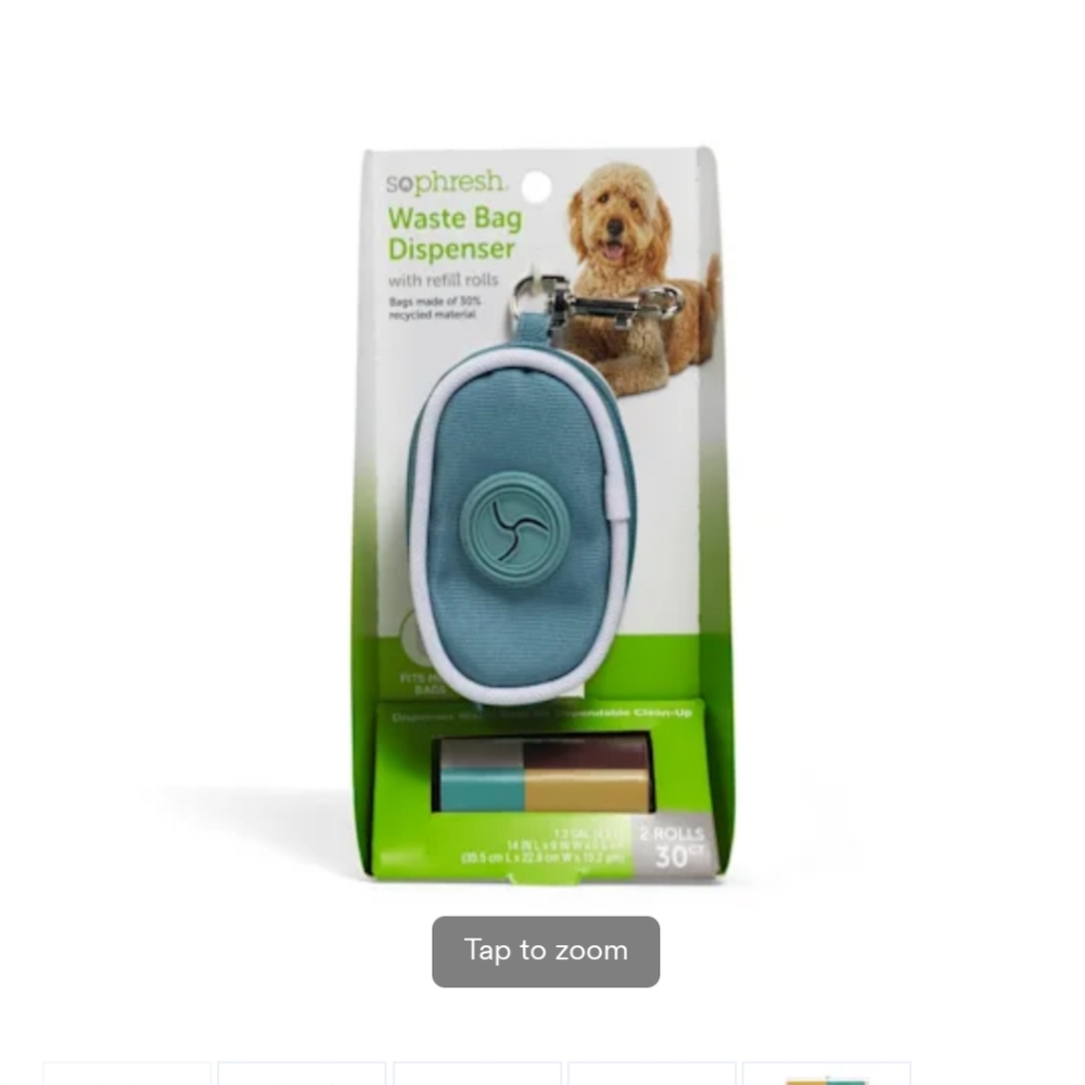 So Phresh Blue fabric dog waste bag dispenser w/ refill